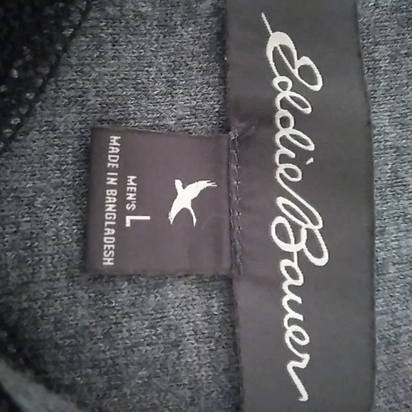 Eddie Bauer Men SZ L 1/4 Zip Dark Grey Sweater 100% Cotton - Picture 5 of 8